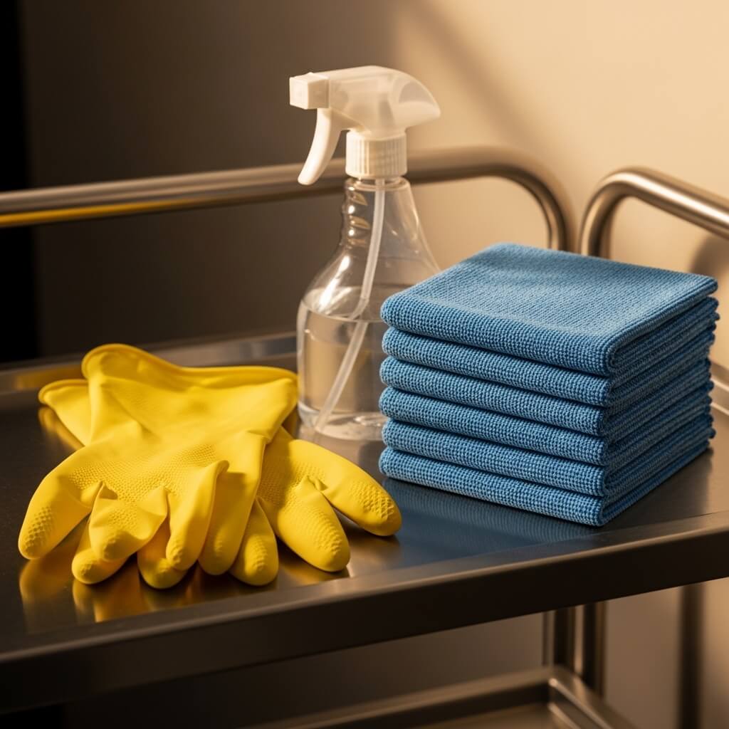 Schoonmaker stofzuigt een modern kantoor